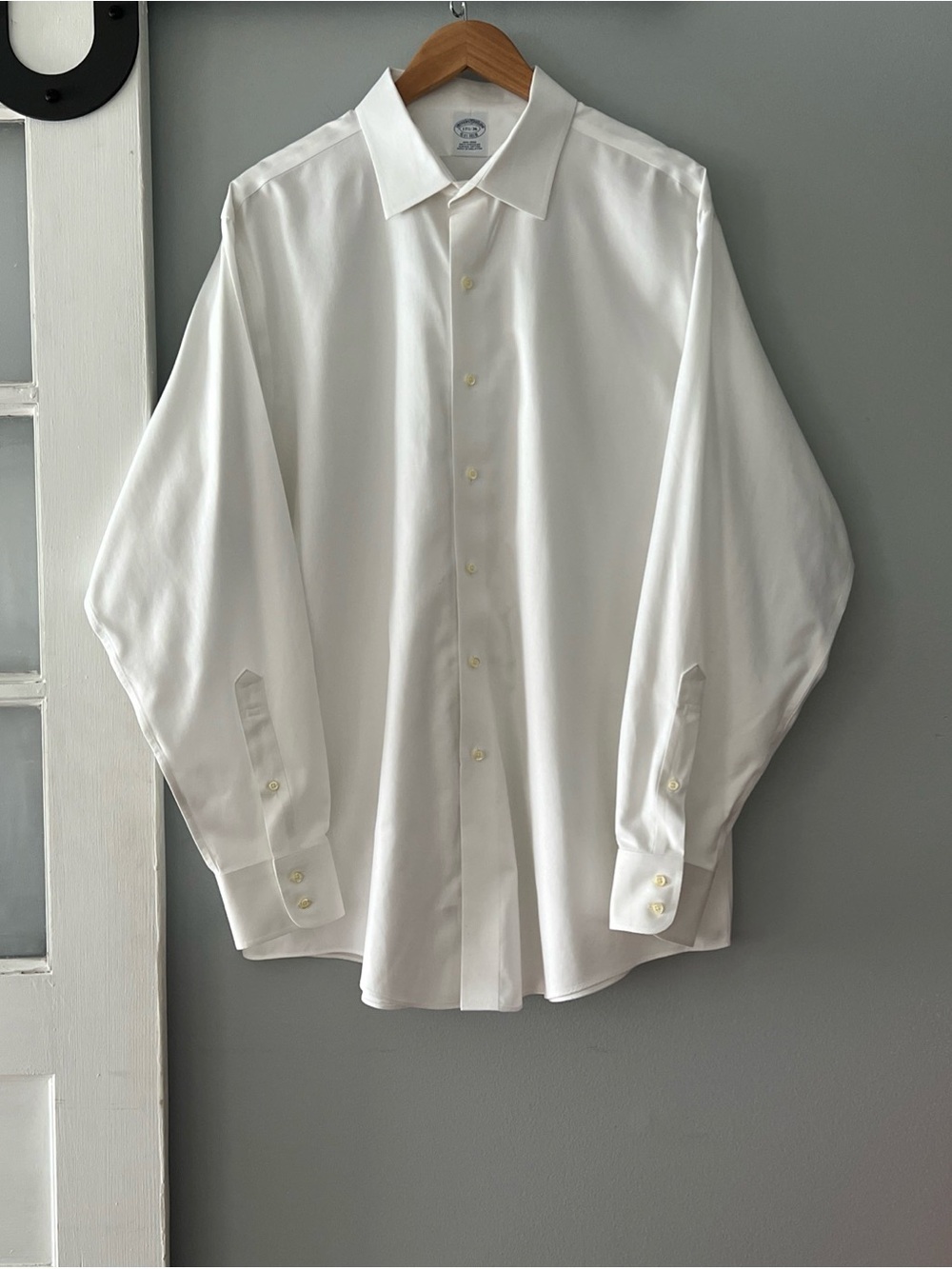 Brooks Brothers Dress Shirt Men’s 17.5 36 Button Up White Supima Cotton Non Iron